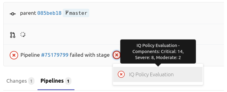 example of IQ server integrating with Gitlab
