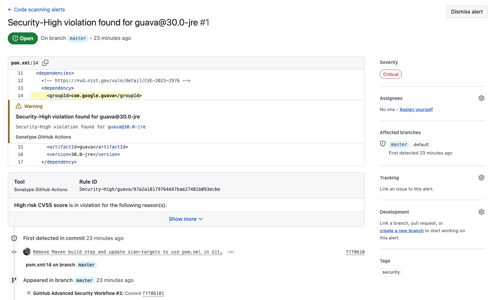 Integrations_-_GitHub_Actions_-_Lifecycle_vulnerabilities_displayed_as_GitHub_code_scanning_alerts_in_the_GitHub_Security_tab.png