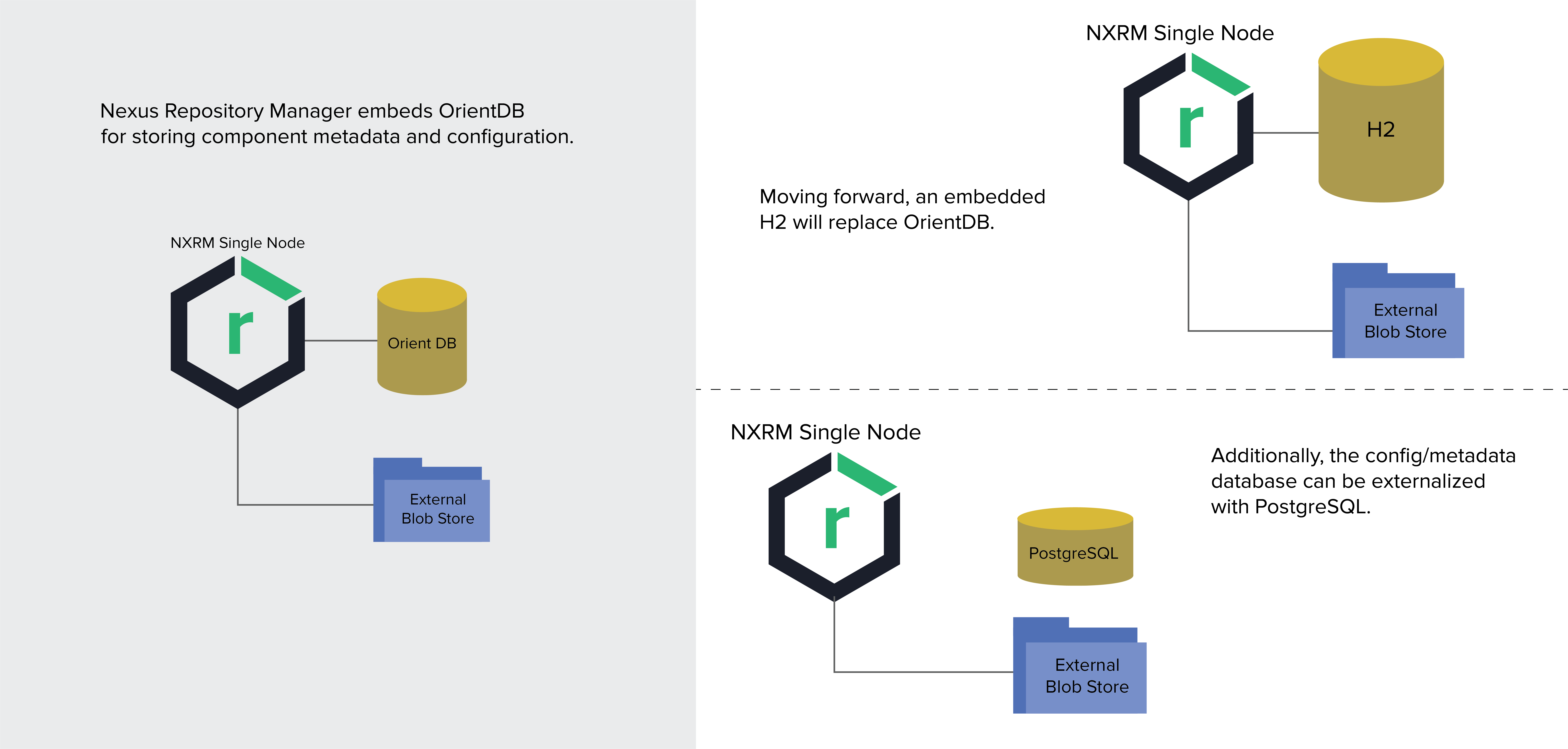 Additional database options for Nexus Repository Manager