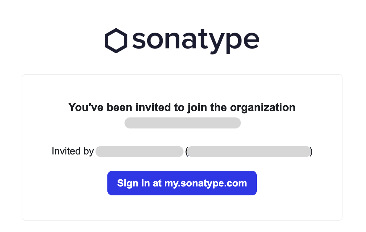 UI Screen - my.sonatype.com - Invite Member Email