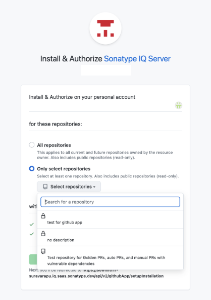 UI Screen for SCM - Source Control Configuration - Select Repository Access