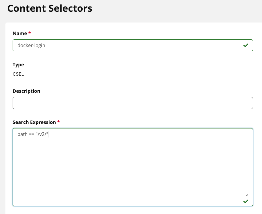 Content Selectors creation form