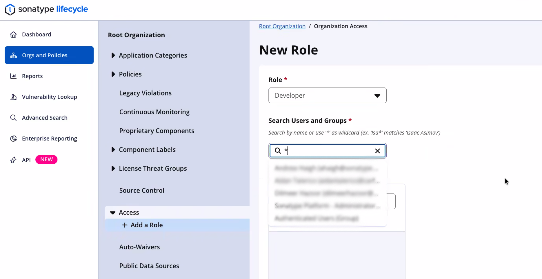 UI screen for IQ Cloud user role assignment
