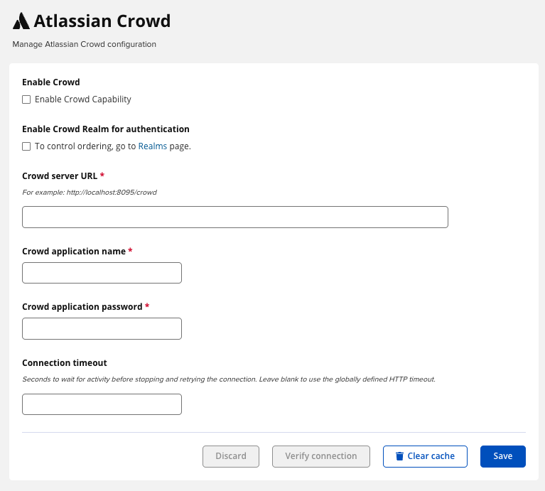 Atlassian Crowd configuration form