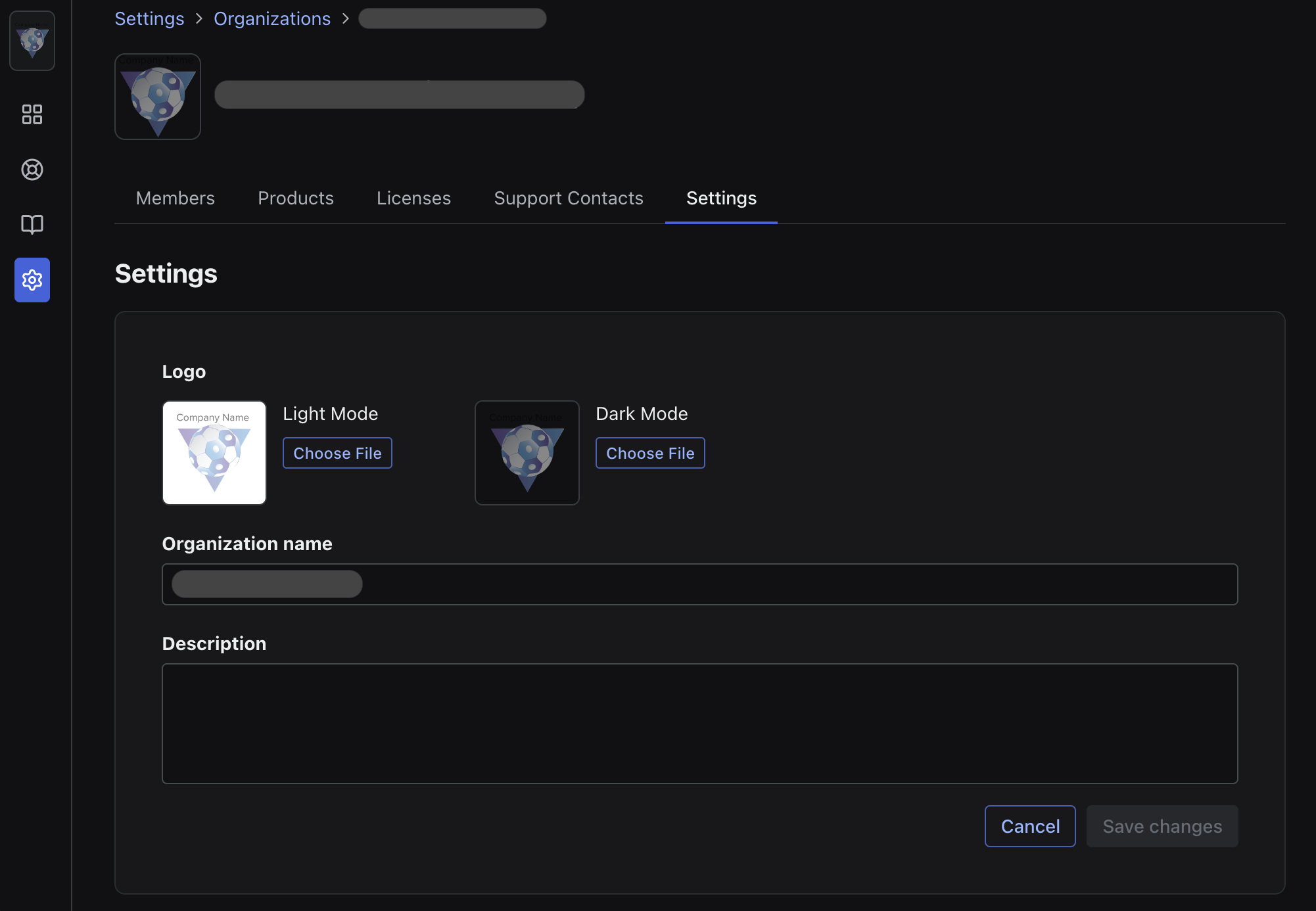 UI screen - my.sonatype.com - Organization Settings